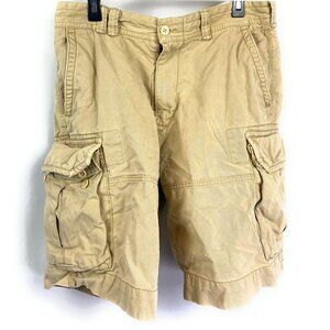 Polo Ralph Lauren Cargo Shorts Mens Beige Cotton High Rise Flat Front Zip Fly 35